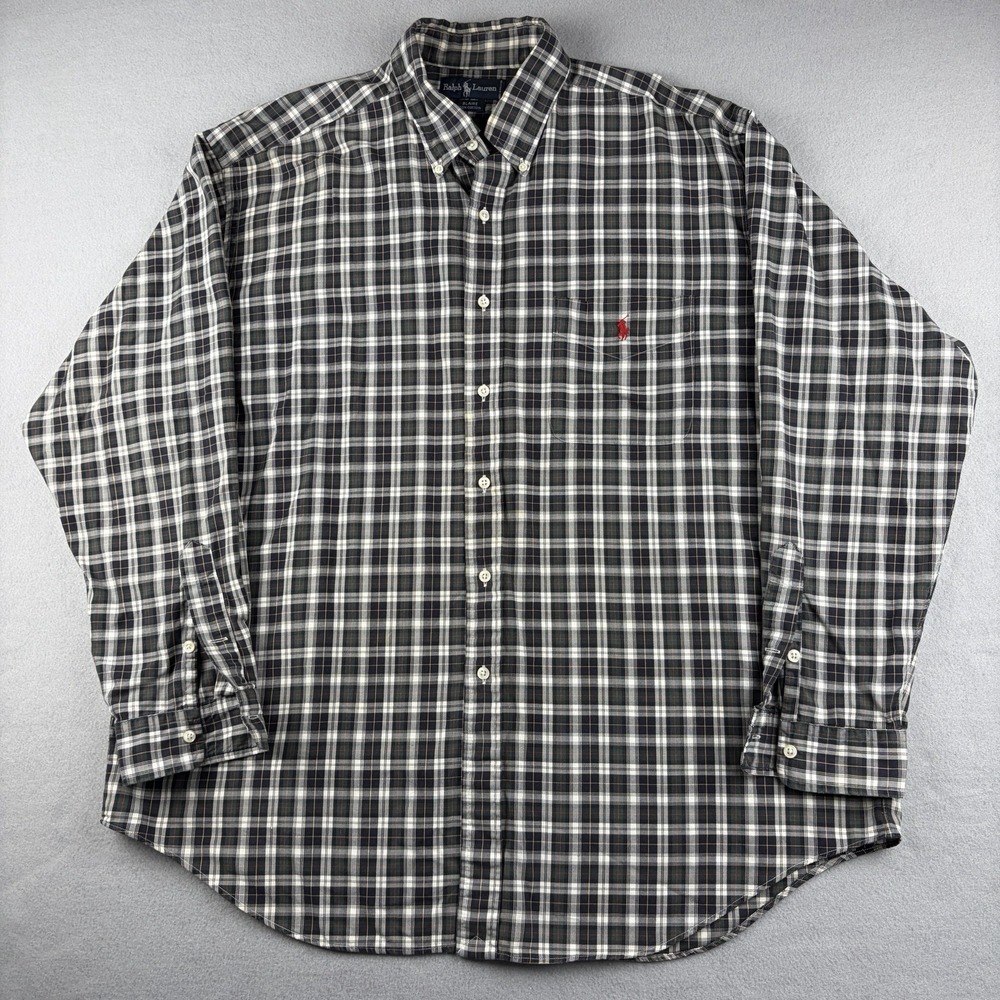 Vintage Ralph Lauren Blake Plaid Shirt Men's XL Cotton Button Down Pony